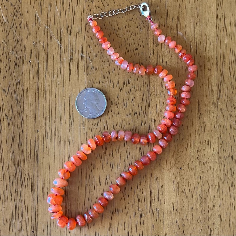 Vintage, orange Carnelian agate bead necklace - Picture 3 of 5